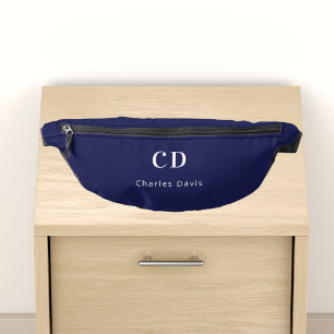 Name der dunkelblauen Monogramm-Initialen Bauchtasche