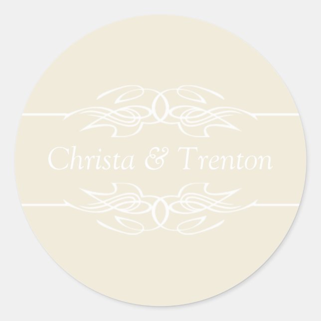 Name der Einladung Eggshell Runder Aufkleber (Vorderseite)