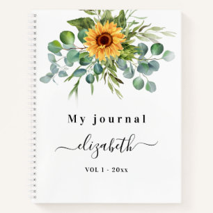 Name der Eukalyptusgrüngrüne Sonnenblume Notizbuch