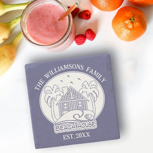 Name der Familie des Beach House Anchor Nautical B Steinuntersetzer (Von Creator hochgeladen)