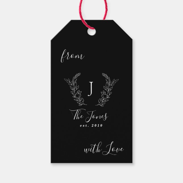 Name der Familie Monogramm personalisiert elegant Geschenkanhänger (Vorderseite)