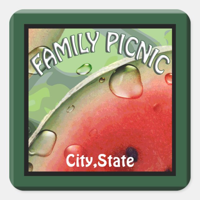 Name der Familie Picnic Watermelon Aufkleber (Vorderseite)