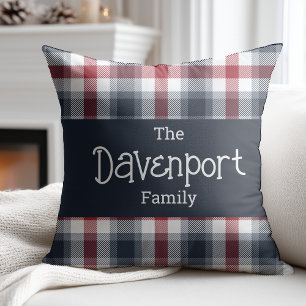 Name der Familie Red White und Blue Tartan Kissen