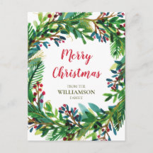 Name der Familie von Weihnachtskranz Watecolor