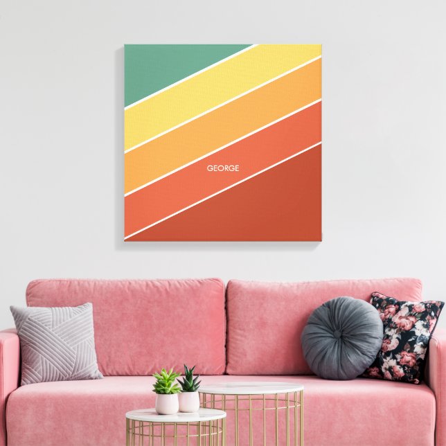 Name der farbenfrohen, minimalistischen Diagonalst Leinwanddruck (Insitu (Wohnzimmer))