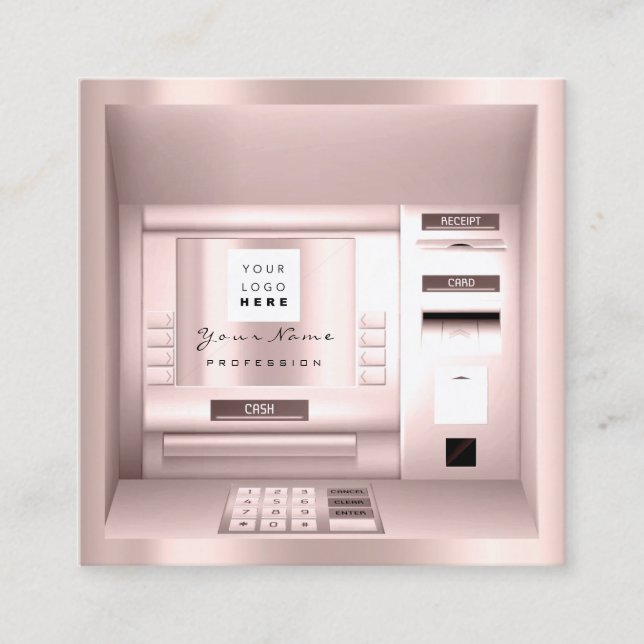 Name der Firma ATM Bank Consulting Money Rose Quadratische Visitenkarte (Vorderseite)