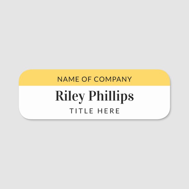 Name der Firma Clean Yellow & White Namensschild (Vorderseite)