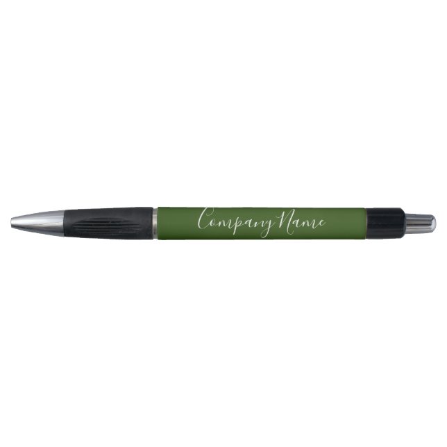 Name der Firma "Dark Green" und "White Script" Kugelschreiber (Vorderseite)