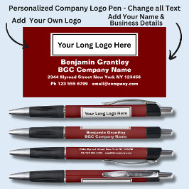 Name der Firma hinzufügen, dunkelroter Hintergrund Kugelschreiber
