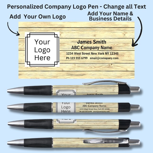 Name der Firma hinzufügen usw. Lichtholzeffekt Kugelschreiber (Von Creator hochgeladen)