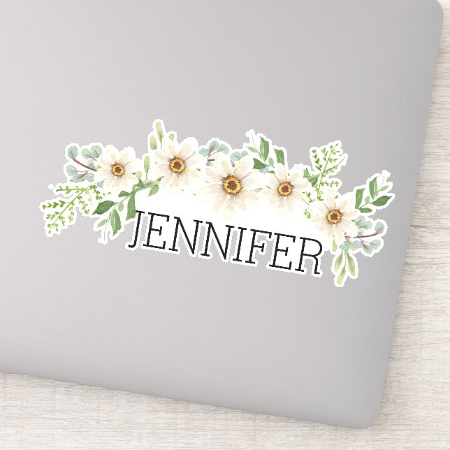 Name der floralen Monogrammbezeichnung für Wasserf Aufkleber (Detail)