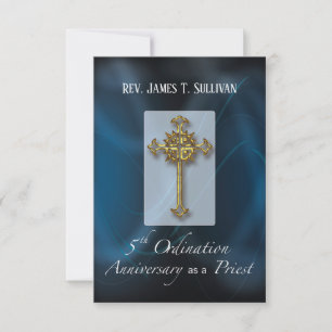 Name der Gebetskarte 5. Ordination Jubiläum Blau Dankeskarte