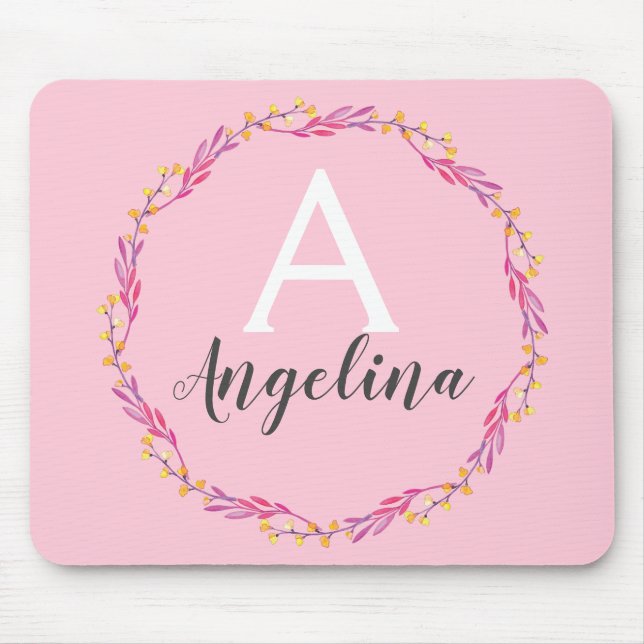 Name der Girl Blush Pink Bläschen Bläschen Mousepad (Vorne)