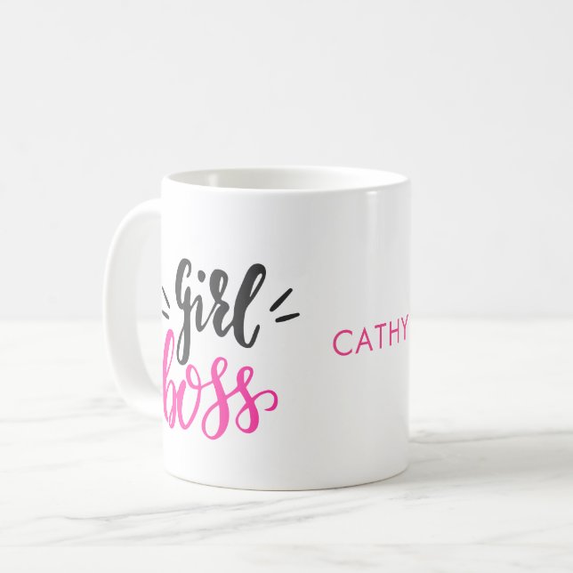 Name der Girl-Boss-Typografie Kaffeetasse (Vorderseite Links)