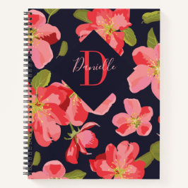 Name der Girl Floral Navy Notizbuch