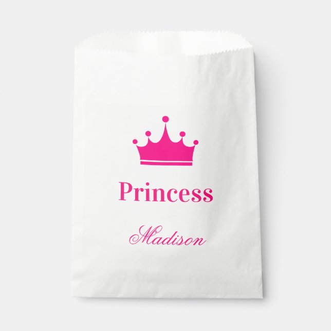 Name der Girl Hübsch White & Hot Pink Princess Cro Geschenktütchen (Vorderseite)