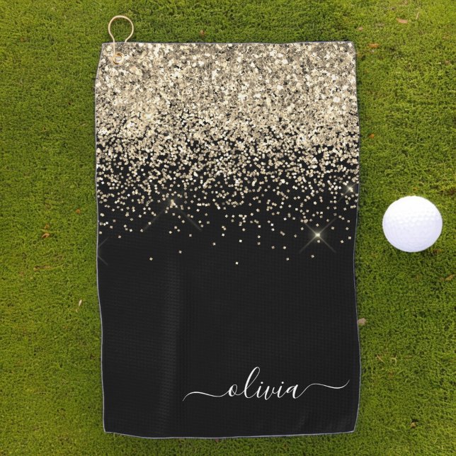 Name der Girl-Monogram-Glitzer Golfhandtuch (Von Creator hochgeladen)
