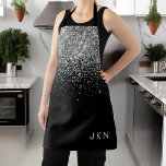 Name der Girl-Monogram-Glitzer Schürze<br><div class="desc">Monogram Name Schürze für den schwarzen und silbernen Sparkle Glitzer. Das macht den perfekten 16 Geburtstag, Hochzeit, Brautparty, Jubiläum, Babydusche oder Junggeselinnen-Abschied Geschenk für jemanden, der Lieben glamourösen Luxus und schicke Stile.</div>
