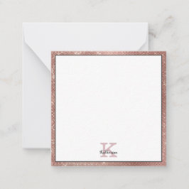 Name der Girl Rose Gold Glitzer Sparkle Monogram Mitteilungskarte