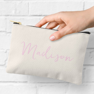 Name der Girly Pink und Creme Zubehörtasche