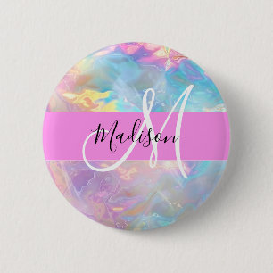 Name der Girly Rainbow Holographic Iridesgram Mono Button