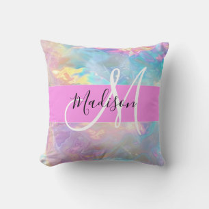 Name der Girly Rainbow Holographic Iridesgram Mono Kissen