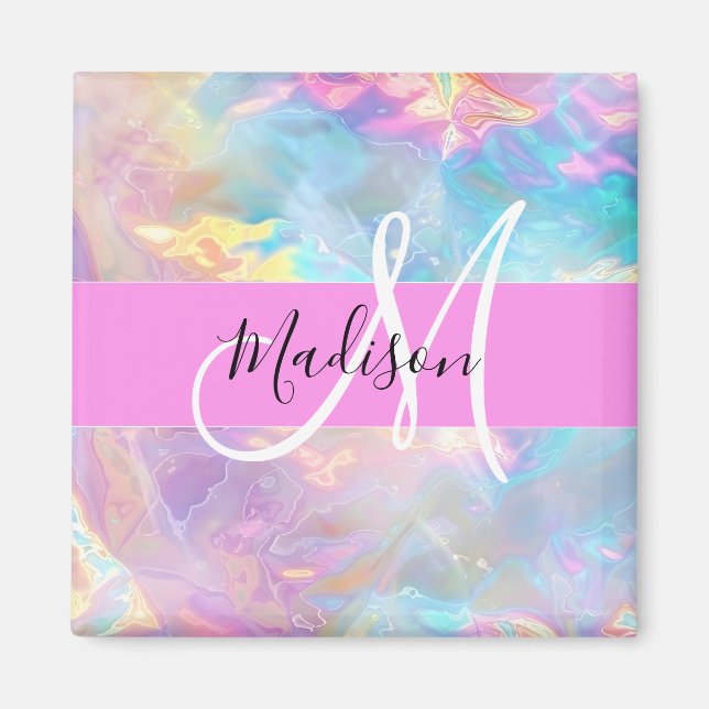 Name der Girly Rainbow Holographic Iridesgram Mono Magnet (Vorne)