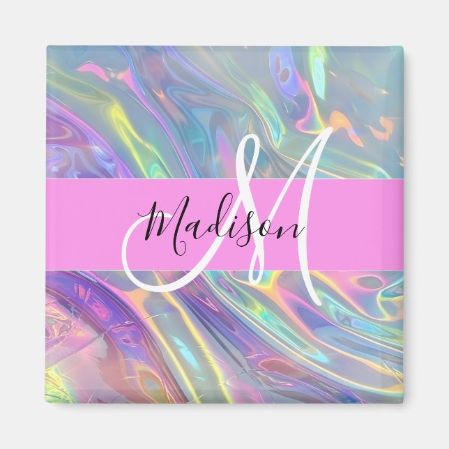 Name der Girly Rainbow Holographic Iridesgram Mono Magnet (Vorne)