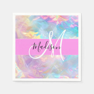 Name der Girly Rainbow Holographic Iridesgram Mono Serviette