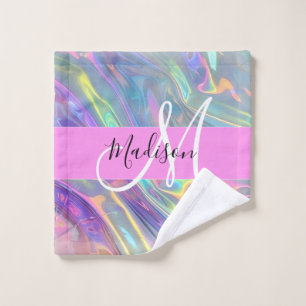 Name der Girly Rainbow Holographic Iridesgram Mono Waschlappen