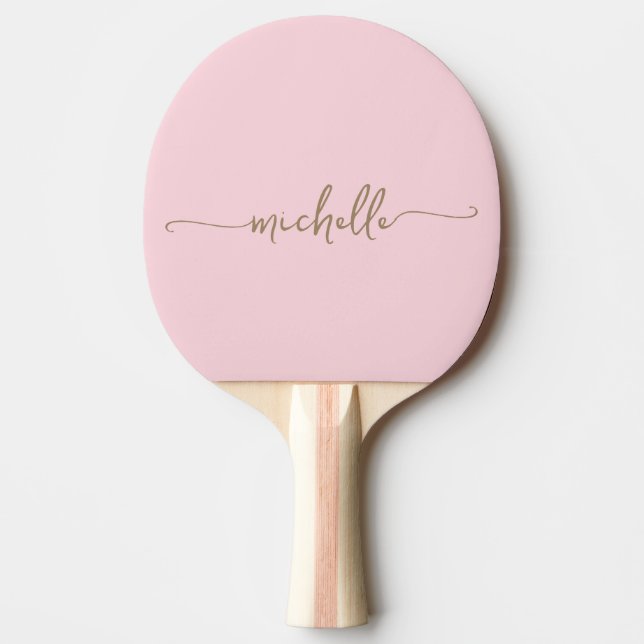 Name der Goldmonogramm-Signatur Skript rot Rosa Tischtennis Schläger (Vorderseite)