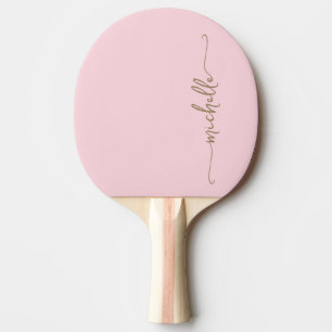 Name der Goldmonogramm-Signatur Skript rot Rosa Tischtennis Schläger