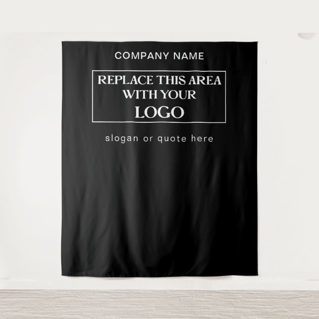 Name der Großfirma Slogan Black Background Wandteppich (Vorderseite)