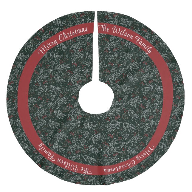 Name der Grün- und Roten Add-Familie Polyester Weihnachtsbaumdecke (Vorderseite)