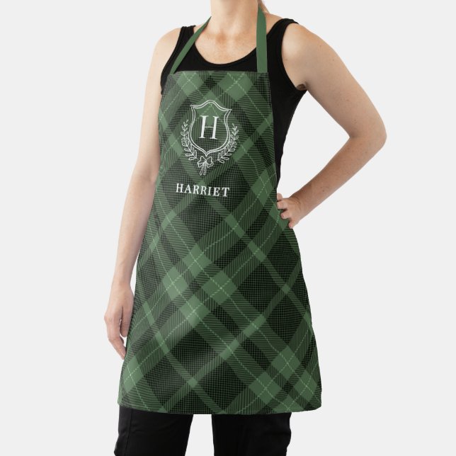 Name der grünen Karierten Monogramm Schürze (InSitu)