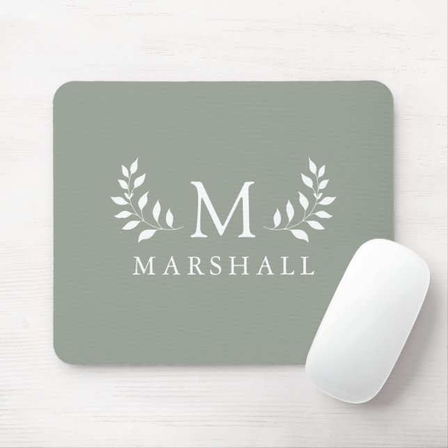 Name der grünen, modernen, eleganten, floralen Mon Mousepad (Mit Mouse)
