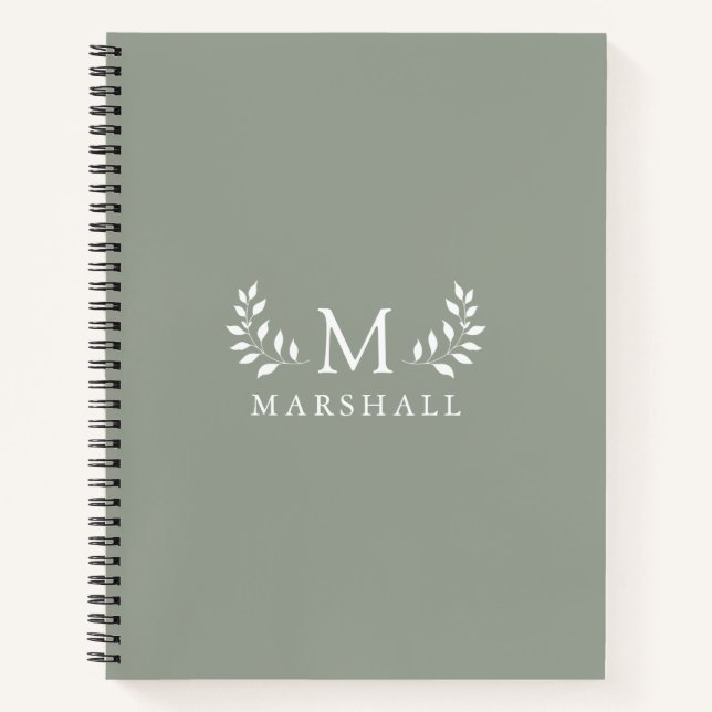 Name der grünen, modernen, eleganten, floralen Mon Notizbuch (Vorderseite)