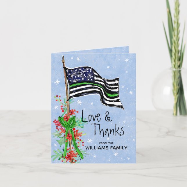 Name der Holly-Familie: Militärische dünne grüne L Dankeskarte (Vorderseite)