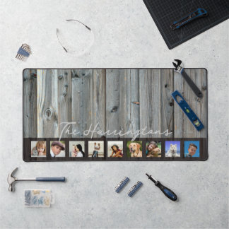 Name der Holzschau-Familie in der Fotocollage Schreibtischunterlage