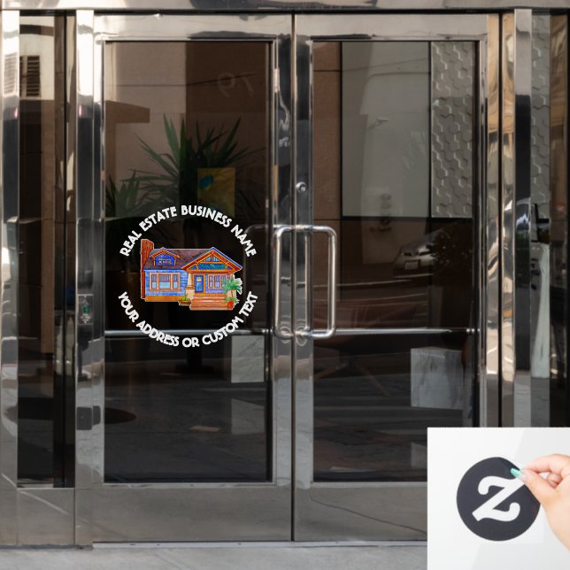 Name der Immobilienagentur und des Agenten des Gew Fensteraufkleber (Büro Tür)