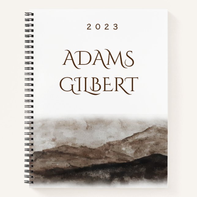 Name der inspirierenden Rocky-Wasserfarbengebirge Notizbuch (Vorderseite)