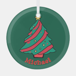 Name der Jungen | Grüner Weihnachtsbaum Ornament Aus Glas