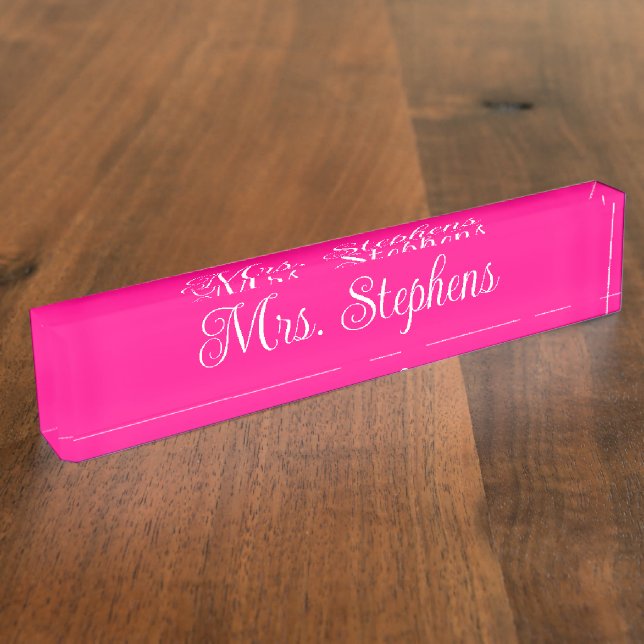 Name der Kalligraphie in heißen Rosa und Weiß Namensplakette (Seite)