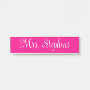 Name der Kalligraphie in heißen Rosa und Weiß Türschild