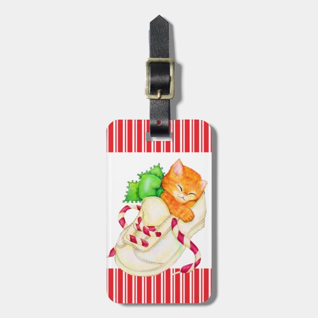 Name der Katze Adresse Weihnachtsgepäck Gepäckanhänger (Vorderseite vertikal)