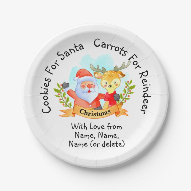 Name der Kinder hinzufügen - Cookies für Santa 7" Pappteller (Vorderseite)