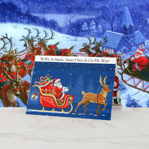 Name der Kinder hinzufügen Weihnachtsmann Weihnach Feiertagskarte