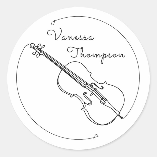 Name der klassischen Musik Geige Minimalistisch Runder Aufkleber (Vorderseite)