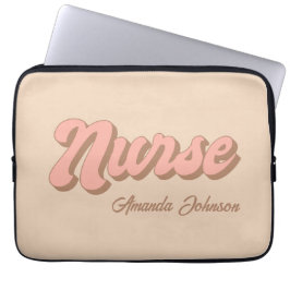 Name der Krankenschwester Retro Pink Brown Tan Per Laptopschutzhülle