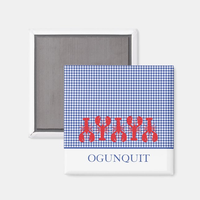 Name der Küstenstadt Red Lharers Blue White Karo Magnet (Vorderseite/Rückseite)